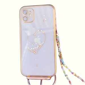 Hearts Case for iPhone‎ 11: Aesthetic Luxury with Bling and Chain
